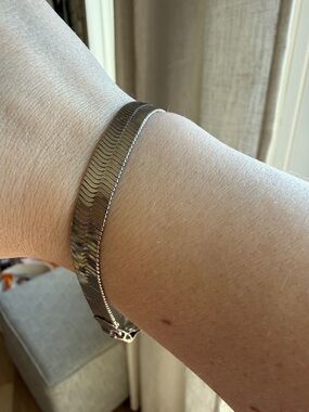 Sterling Silver .925 Silver Herringbone Chain Bracelet